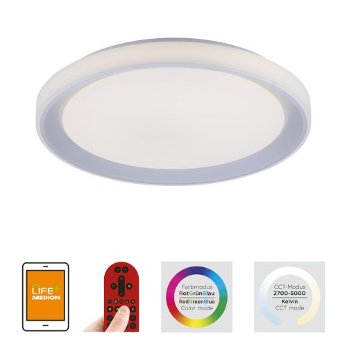 Leuchten Direkt LOLA smart-LENI LED 15110-21 mennyezetlámpa, 40W LED, 2700-5000K+RGB, 3600 lm