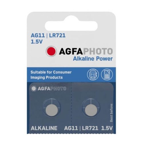 AgfaPhoto Alkáli gombelem AG11 LR721, 2 db