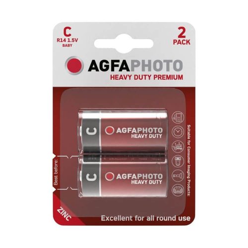 AgfaPhoto Heavy Duty féltartós baby elem C B2, 2 db