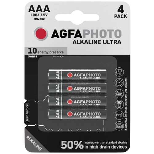AgfaPhoto Ultra alkáli mikro elem AAA B4, 4 db