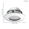 Eglo Pineda 95818 beépíthető spotlámpa, 6W LED, 3000K, 500lm, IP44