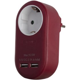   Entac EPAG-1EE-2USB-BR hálózati adapter 1 dugaljjal+2 db USB csatlakozóval, 3680W
