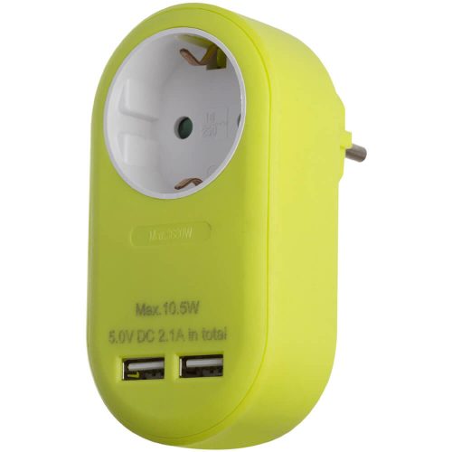 Entac EPAG-1EE-2USB-L hálózati adapter 1 dugaljjal+2 db USB csatlakozóval, 3680W