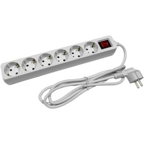   Entac ESE1.5G6-1.5-SW, 6-os elosztó 1,5m-es kábellel, kapcsolóval, 3G1.5