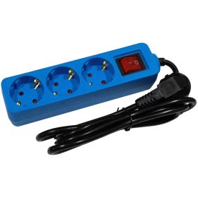   Entac ESEG3-1.5-SW-BL, 3-as elosztó 1,5m-es kábellel, kapcsolóval
