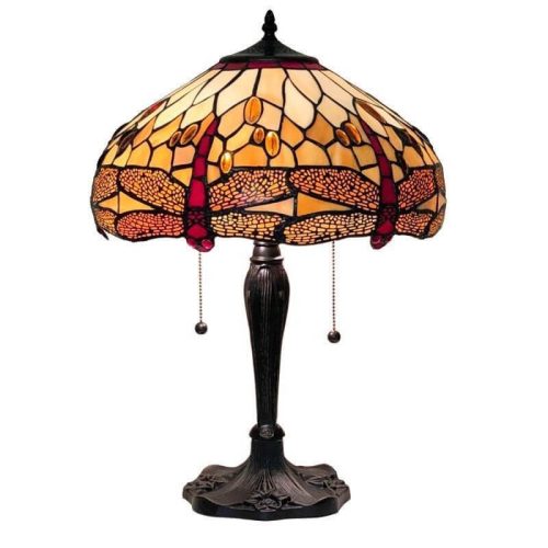 Filamentled Dragonfly L Tiffany asztali lámpa, 2x60W E27