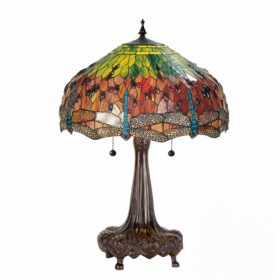 Filamentled Dragonfly Tiffany asztali lámpa, 2x60W E27