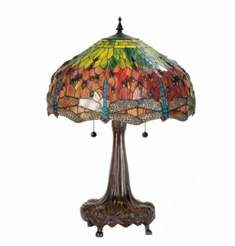Filamentled Dragonfly Tiffany asztali lámpa, 2x60W E27