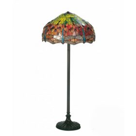 Filamentled Dragonfly Tiffany állólámpa, 2x60W E27