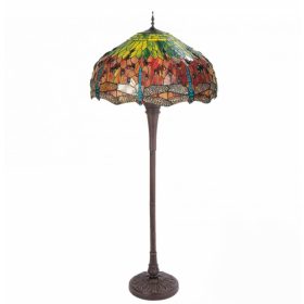 Filamentled Dragonfly Tiffany állólámpa, 3x60W E27