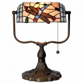Filamentled Dragonfly Tiffany bankár lámpa, 1x60W E27