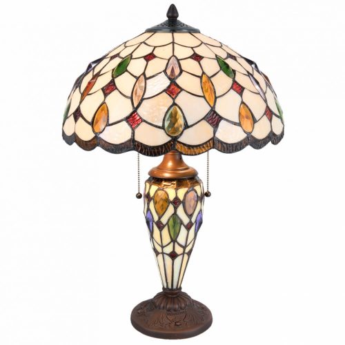 Filamentled Etal Tiffany asztali lámpa, 2x60W E27