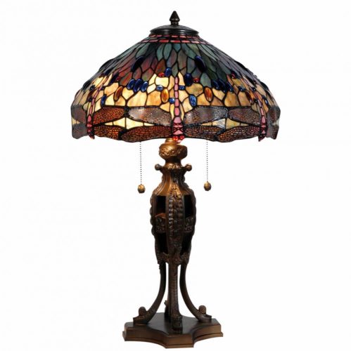 Filamentled Dragonfly 5296 Tiffany asztali lámpa, 2x60W E27