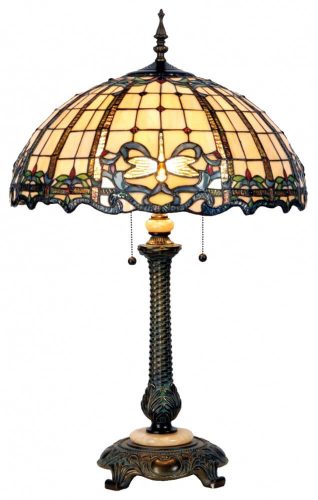 Filamentled Midleham Tiffany asztali lámpa, 2x60W E27