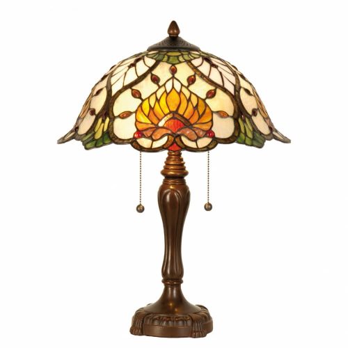 Filamentled Prestatyn Tiffany asztali lámpa, 2x60W E27