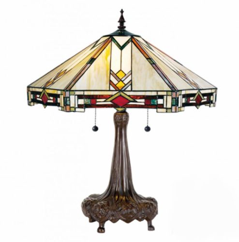 Filamentled Salen Tiffany asztali lámpa, 2x60W E27