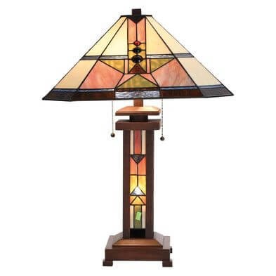 Filamentled Malpas Tiffany asztali lámpa, 2x60W E27