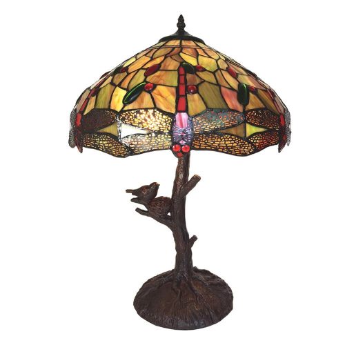 Filamentled Dragonfly Bird Tiffany asztali lámpa, 2x60W E27