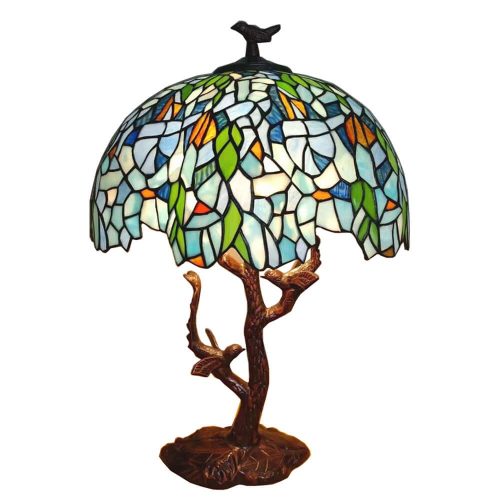 Filamentled Bird Tree Tiffany asztali lámpa, 2x60W E27