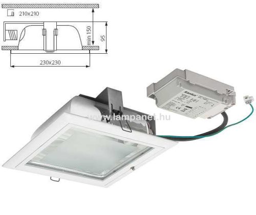 Kanlux Torno DLP-226-W süllyesztett lámpatest, 2x26W EVG