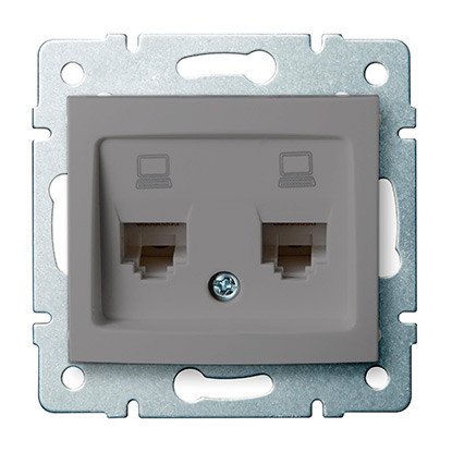 MOWION DOMO 01-1410-141-GR, dupla adatcsatlakozó aljzat, független (2xRJ45 Cat 5e Jack)