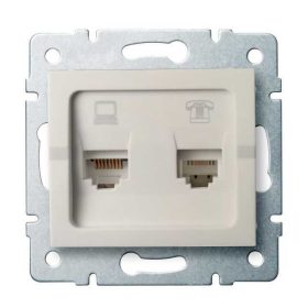   MOWION LOGI 02-1430-003-KR, adat-telefoncsatlakozó aljzat (RJ45 Cat 5e+RJ11)