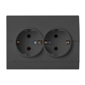   MOWION LOGI 02-1270-141-GR, Schuko földelt dupla dugalj, komplett