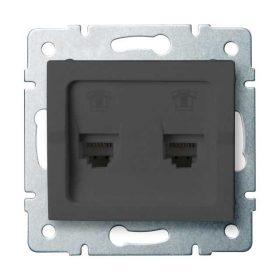   MOWION LOGI 02-1380-041-GR, dupla telefon csatlakozó aljzat, független (2xRJ11)