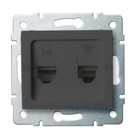   MOWION LOGI 02-1430-041-GR, adat-telefoncsatlakozó aljzat (RJ45 Cat 5e+RJ11)