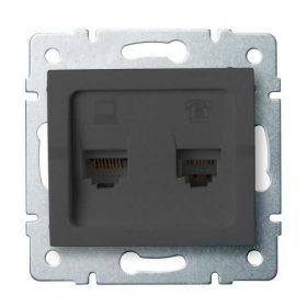   MOWION LOGI 02-1440-041-GR, adat-telefoncsatlakozó aljzat (RJ45 Cat 6+RJ11)
