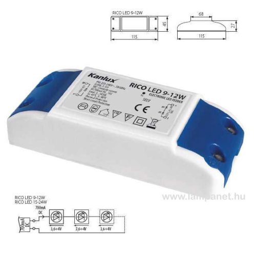 Kanlux Rico LED 7303 elektronikus LED transzformátor, 9-12W