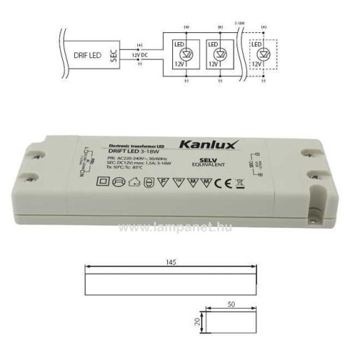 Kanlux Drift LED 8550 elektronikus LED működtető, 3-18W