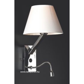   Maxlight Orlando falilámpa LED-es olvasófejjel, 40W + 1W LED, Matt króm