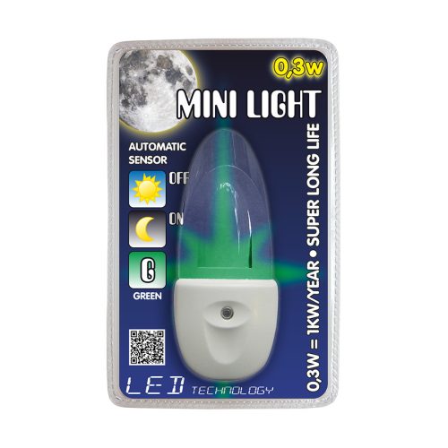 Prezent Mini Light 1612 éjszakai fény, 0,3W LED, zöld fény