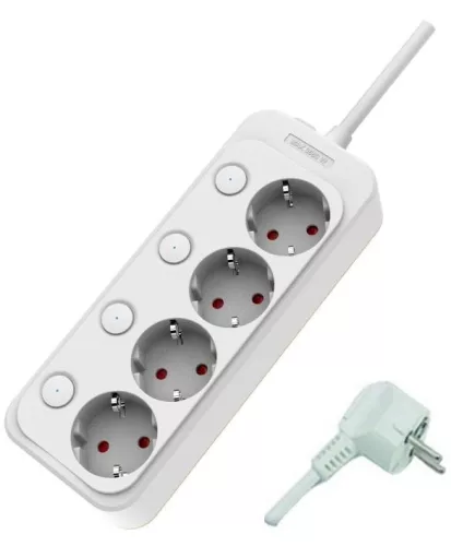 Ultratech EK43P 4-es elosztó kapcsolókkal, gyermekvédelemmel, 3m, 3x1,5mm2, 3680W